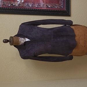 Womens Gorgeous ECRU Purple Suede Perforated Shirt Jacket Size XS